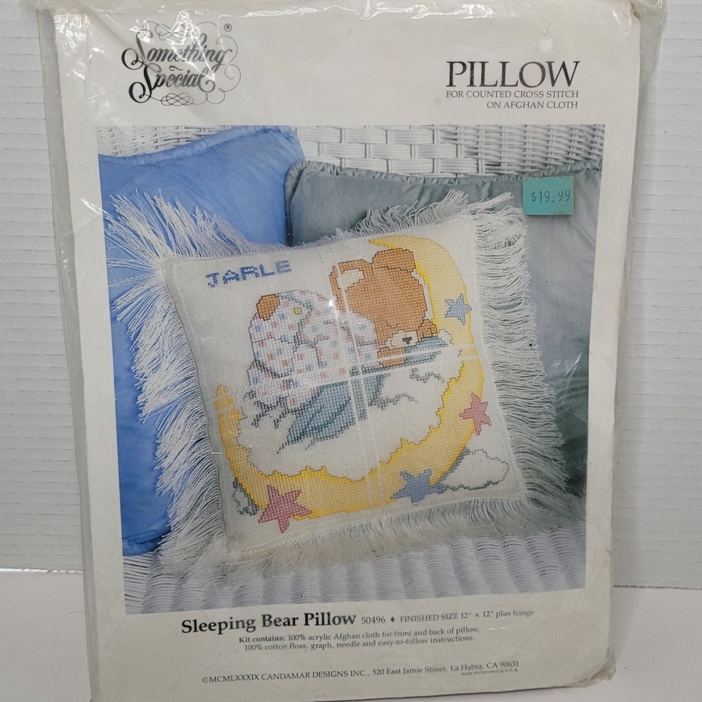Sleeping Bear Pillow Craft Kit Something Special Candamar Designs Vtg 1989 NEW